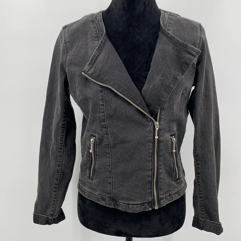 Levi’s Jacket Black denim size Medium Moto Vintage - Picture 2 of 7